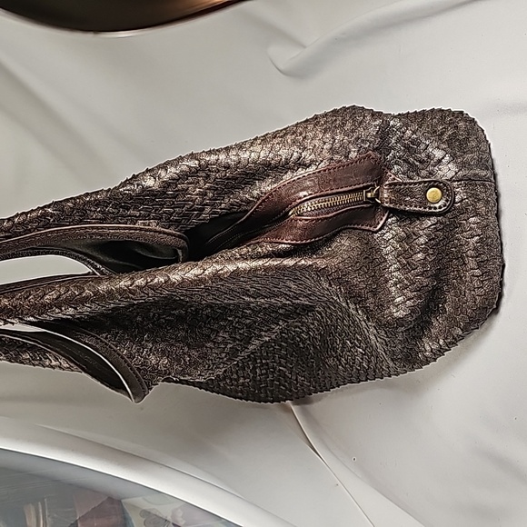 Langellotti Boa Embossed Bronze Italian Leather Shoulder Bag - Picture 4 of 10